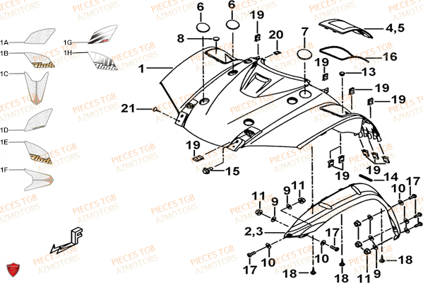 Carrosserie Avant TGB Pieces TGB BLADE 550 LT FI 4x4 NEW (No Serie RFCFLGFLE...Type FBG-HDLE)