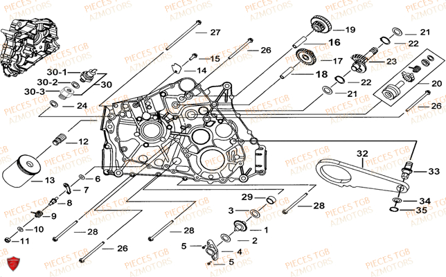 Carter Moteur Gauche 1 TGB Pieces TGB BLADE 550 LT FI 4x4 NEW (No Serie RFCFLGFLE...Type FBG-HDLE)