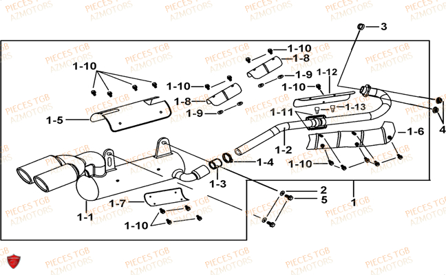 Echappement TGB Pieces TGB BLADE 550 LT FI 4x4 NEW (No Serie RFCFLGFLE...Type FBG-HDLE)