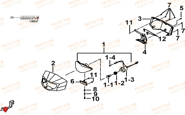 Eclairage Avant Option TGB Pieces TGB BLADE 550 LT FI 4x4 NEW (No Serie RFCFLGFLE...Type FBG-HDLE)