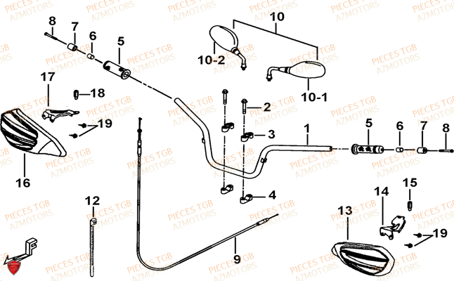 Guidon TGB Pieces TGB BLADE 550 LT FI 4x4 NEW (No Serie RFCFLGFLE...Type FBG-HDLE)