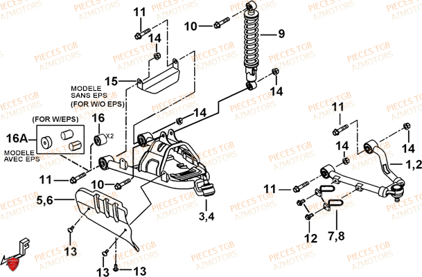 Suspension Avant TGB Pieces TGB BLADE 550 LT FI 4x4 NEW (No Serie RFCFLGFLE...Type FBG-HDLE)