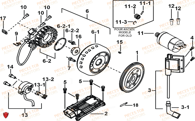 SYSTEME ELECTRIQUE 1 AZMOTORS TGB BLADE 550LT FI 4X4 NEW