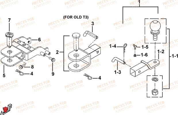 Attelage (option) AZMOTORS Pieces TGB BLADE 550 LT EPS (No Serie RFCFLGFLE...Type FTG-HDLE)

