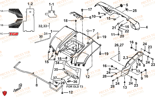 Carrosserie Arriere TGB Pieces TGB BLADE 550 LT EPS (No Serie RFCFLGFLE...Type FTG-HDLE)


