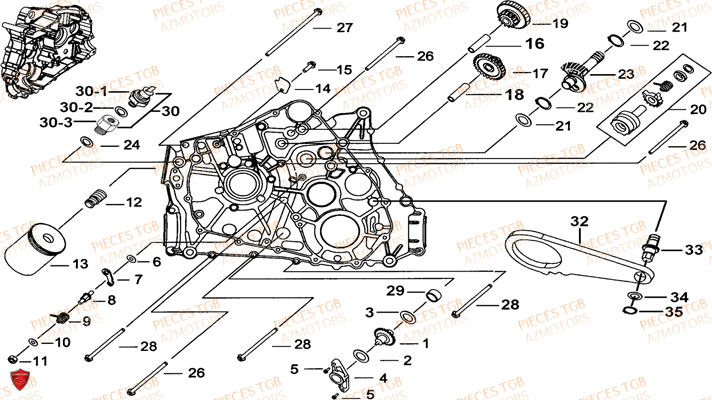 Carter Moteur Gauche 1 TGB Pieces TGB BLADE 550 LT EPS (No Serie RFCFLGFLE...Type FTG-HDLE)

