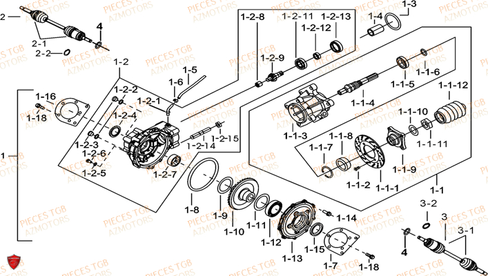Differentiel Arriere TGB Pieces TGB BLADE 550 LT EPS (No Serie RFCFLGFLE...Type FTG-HDLE)

