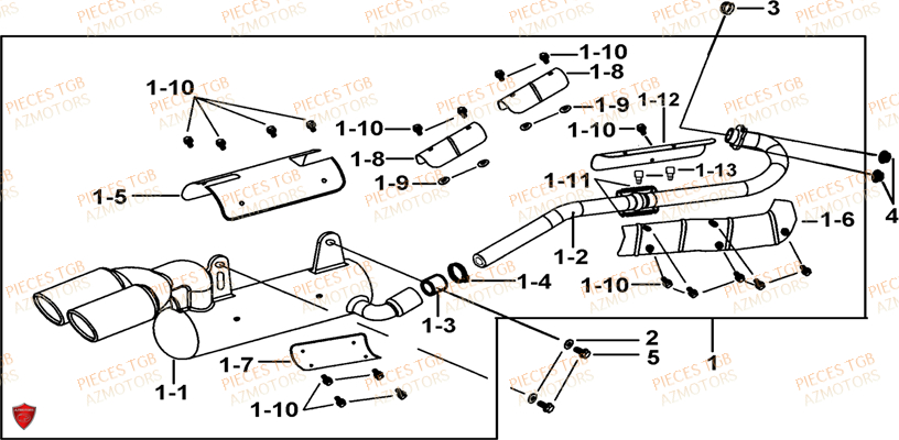 Echappement TGB Pieces TGB BLADE 550 LT EPS (No Serie RFCFLGFLE...Type FTG-HDLE)

