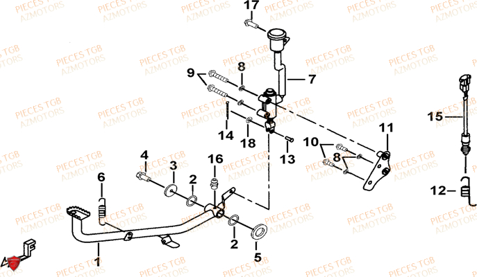 Pedale De Frein TGB Pieces TGB BLADE 550 LT EPS (No Serie RFCFLGFLE...Type FTG-HDLE)

