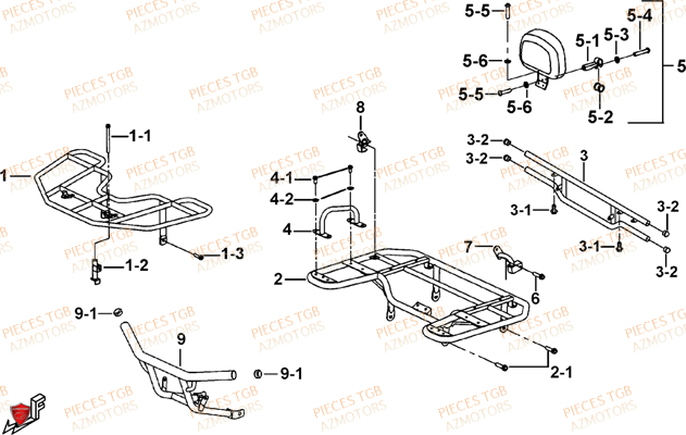 Porte Bagages (option) AZMOTORS Pieces TGB BLADE 550 LT EPS (No Serie RFCFLGFLE...Type FTG-HDLE)

