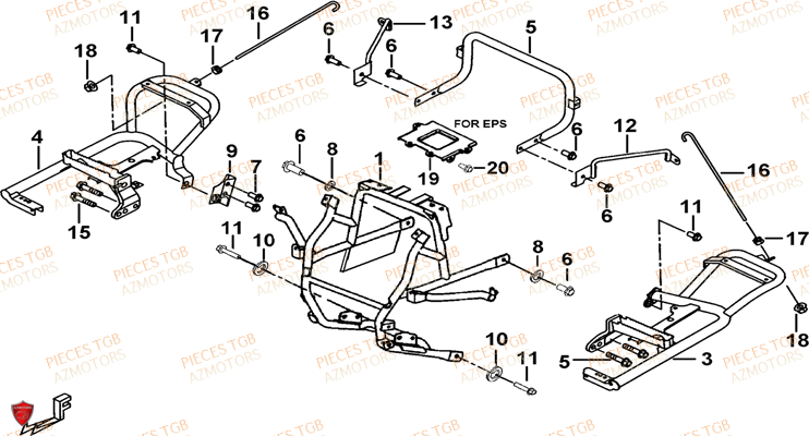 Support Pare Chocs TGB Pieces TGB BLADE 550 LT EPS (No Serie RFCFLGFLE...Type FTG-HDLE)

