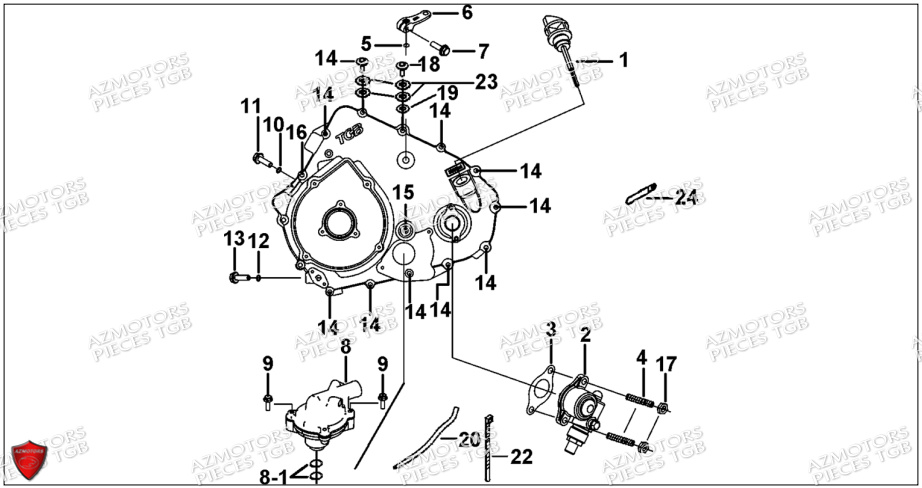Cache Carter Moteur Gauche 2 TGB Pieces TGB BLADE 550 SE EPS (No Serie RFCFBGFTP... ET RFCFTGTBA... Type: FTG-HDE)

