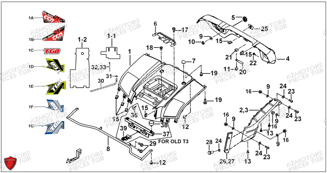 Carrosserie Arriere TGB Pieces TGB BLADE 550 SE EPS (No Serie RFCFBGFTP... ET RFCFTGTBA... Type: FTG-HDE)

