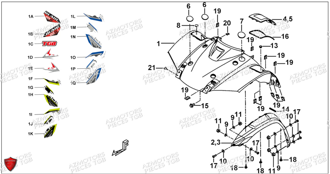 Carrosserie Avant TGB Pieces TGB BLADE 550 SE EPS (No Serie RFCFBGFTP... ET RFCFTGTBA... Type: FTG-HDE)

