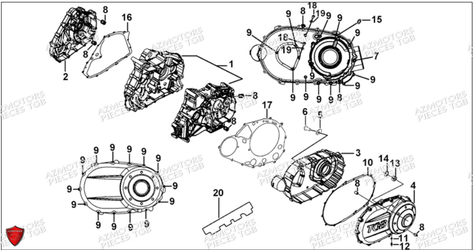 Carter Moteur TGB Pieces TGB BLADE 550 SE EPS (No Serie RFCFBGFTP... ET RFCFTGTBA... Type: FTG-HDE)

