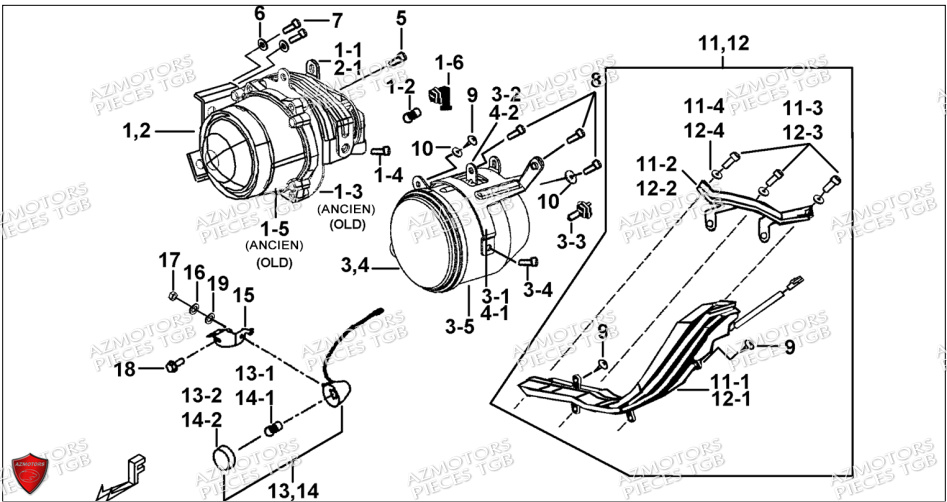 Eclairage Avant TGB Pieces TGB BLADE 550 SE EPS (No Serie RFCFBGFTP... ET RFCFTGTBA... Type: FTG-HDE)

