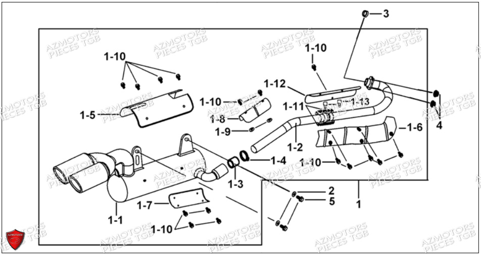 Ensemble Echappement TGB Pieces TGB BLADE 550 SE EPS (No Serie RFCFBGFTP... ET RFCFTGTBA... Type: FTG-HDE)

