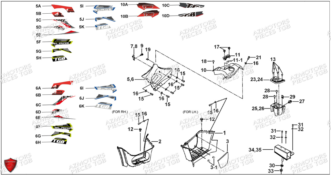 Marche Pied TGB Pieces TGB BLADE 550 SE EPS (No Serie RFCFBGFTP... ET RFCFTGTBA... Type: FTG-HDE)

