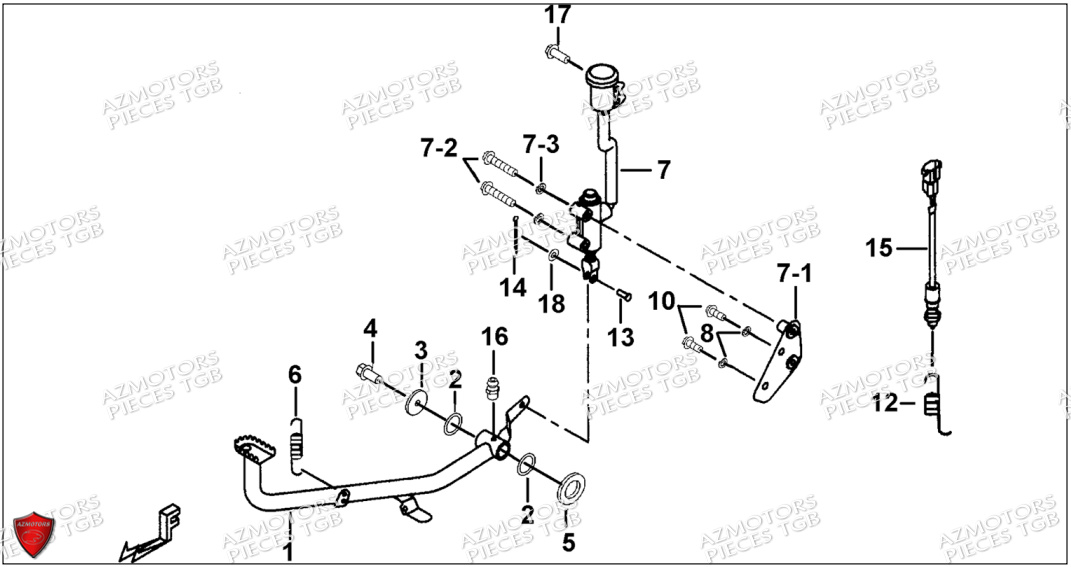 Pedale De Frein TGB Pieces TGB BLADE 550 SE EPS (No Serie RFCFBGFTP... ET RFCFTGTBA... Type: FTG-HDE)

