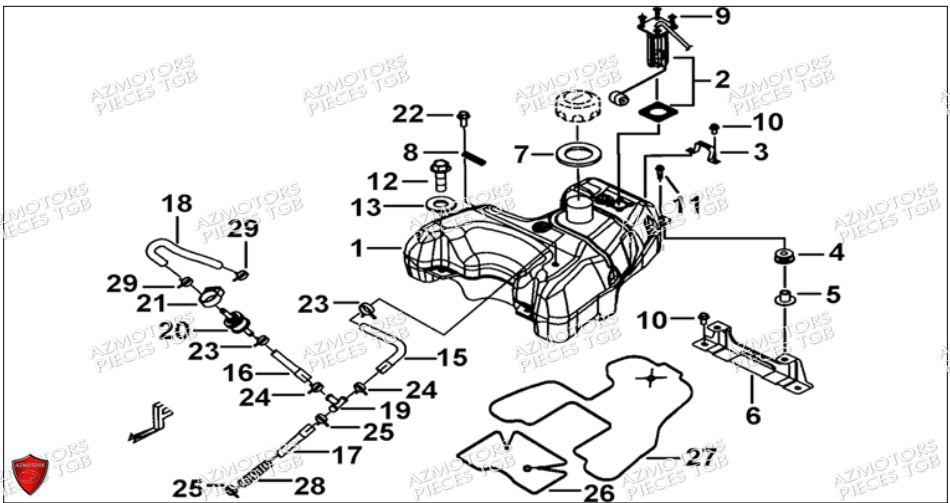 Reservoir A Carburant TGB Pieces TGB BLADE 550 SE EPS (No Serie RFCFBGFTP... ET RFCFTGTBA... Type: FTG-HDE)

