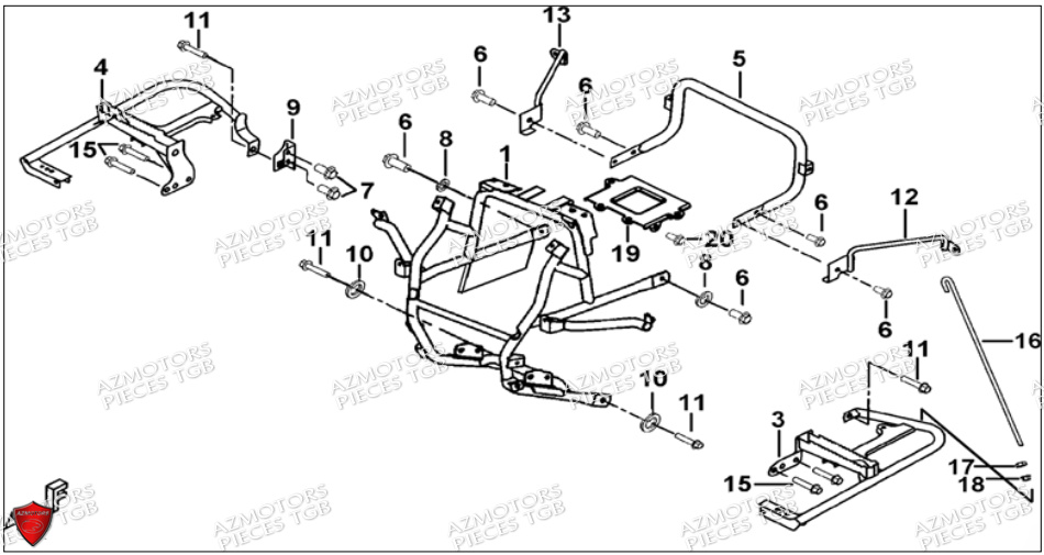 Support Pare Chocs TGB Pieces TGB BLADE 550 SE EPS (No Serie RFCFBGFTP... ET RFCFTGTBA... Type: FTG-HDE)

