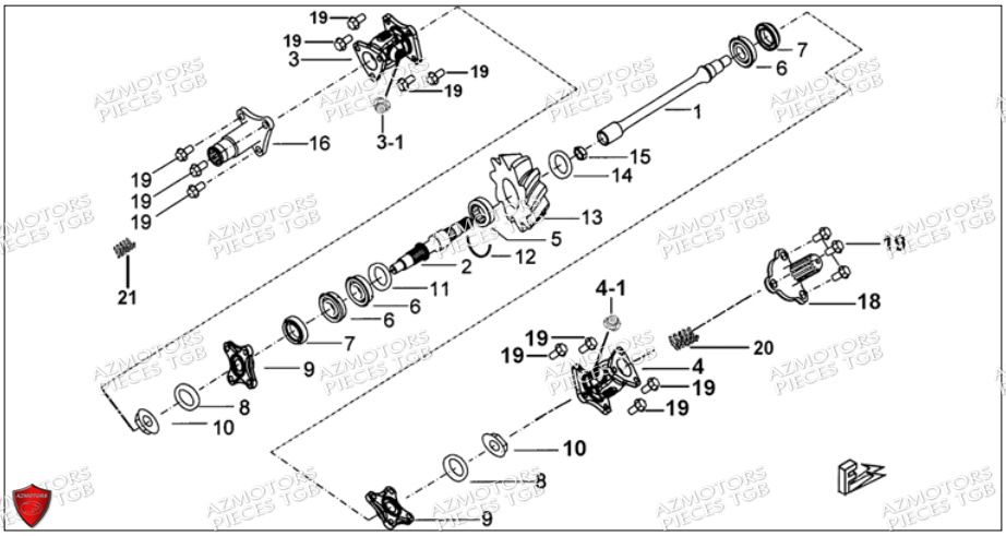 Systeme De Transmission TGB Pieces TGB BLADE 550 SE EPS (No Serie RFCFBGFTP... ET RFCFTGTBA... Type: FTG-HDE)

