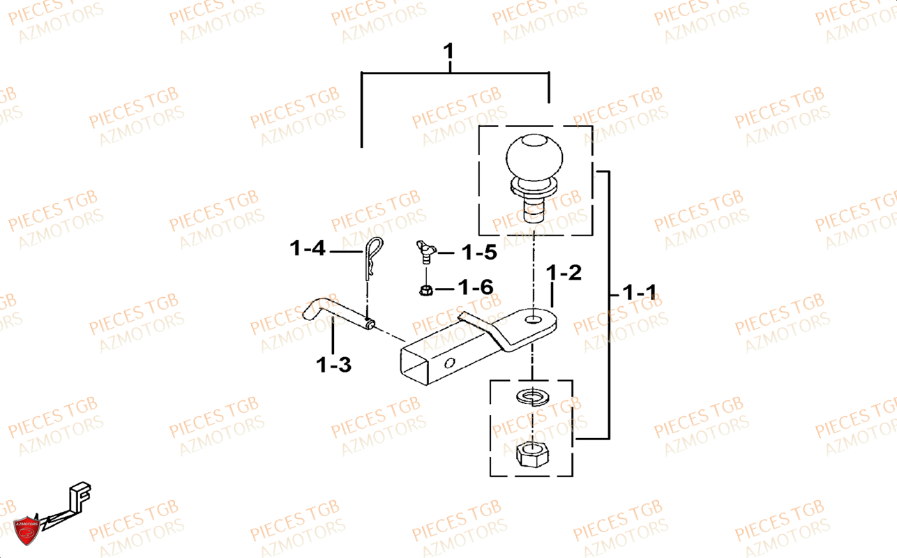 Attelage (face Avant A Led) AZMOTORS Pieces TGB BLADE 600 LT EPS (No Serie RFCLTHTBA.. ET RFCLTHTBC.. Type: FTH-HDLE ET FTH-JDLE)