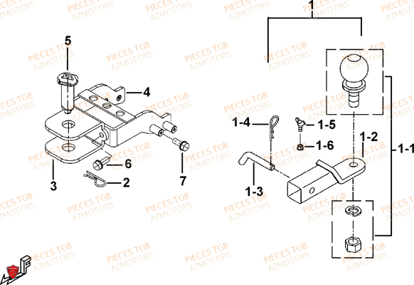 Attelage (feux Avant Ronds) AZMOTORS Pieces TGB BLADE 600 LT EPS (No Serie RFCLTHTBA.. ET RFCLTHTBC.. Type: FTH-HDLE ET FTH-JDLE)