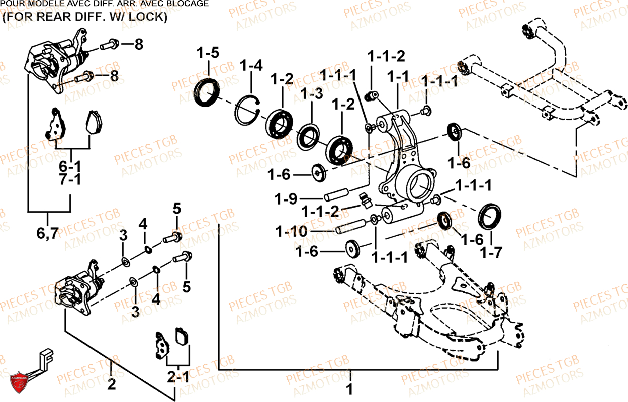 Axe Arriere (face Avant A Led) AZMOTORS Pieces TGB BLADE 600 LT EPS (No Serie RFCLTHTBA.. ET RFCLTHTBC.. Type: FTH-HDLE ET FTH-JDLE)