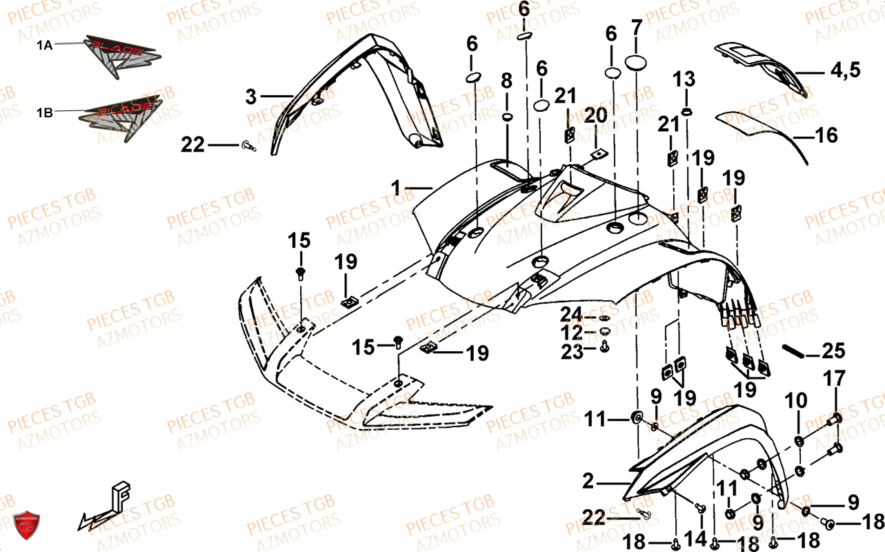 Carrosserie Avant (face Avant A Led) AZMOTORS Pieces TGB BLADE 600 LT EPS (No Serie RFCLTHTBA.. ET RFCLTHTBC.. Type: FTH-HDLE ET FTH-JDLE)