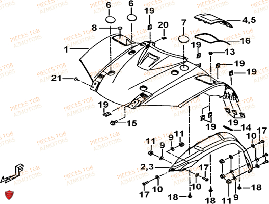 Carrosserie Avant (feux Avant Ronds) TGB Pieces TGB BLADE 600 LT EPS (No Serie RFCLTHTBA.. ET RFCLTHTBC.. Type: FTH-HDLE ET FTH-JDLE)