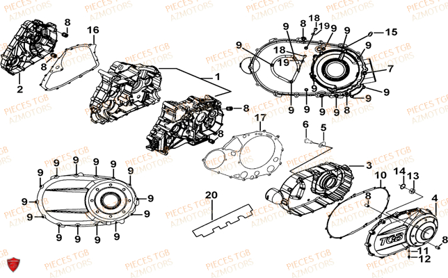 Carter Moteur AZMOTORS Pieces TGB BLADE 600 LT EPS (No Serie RFCLTHTBA.. ET RFCLTHTBC.. Type: FTH-HDLE ET FTH-JDLE)