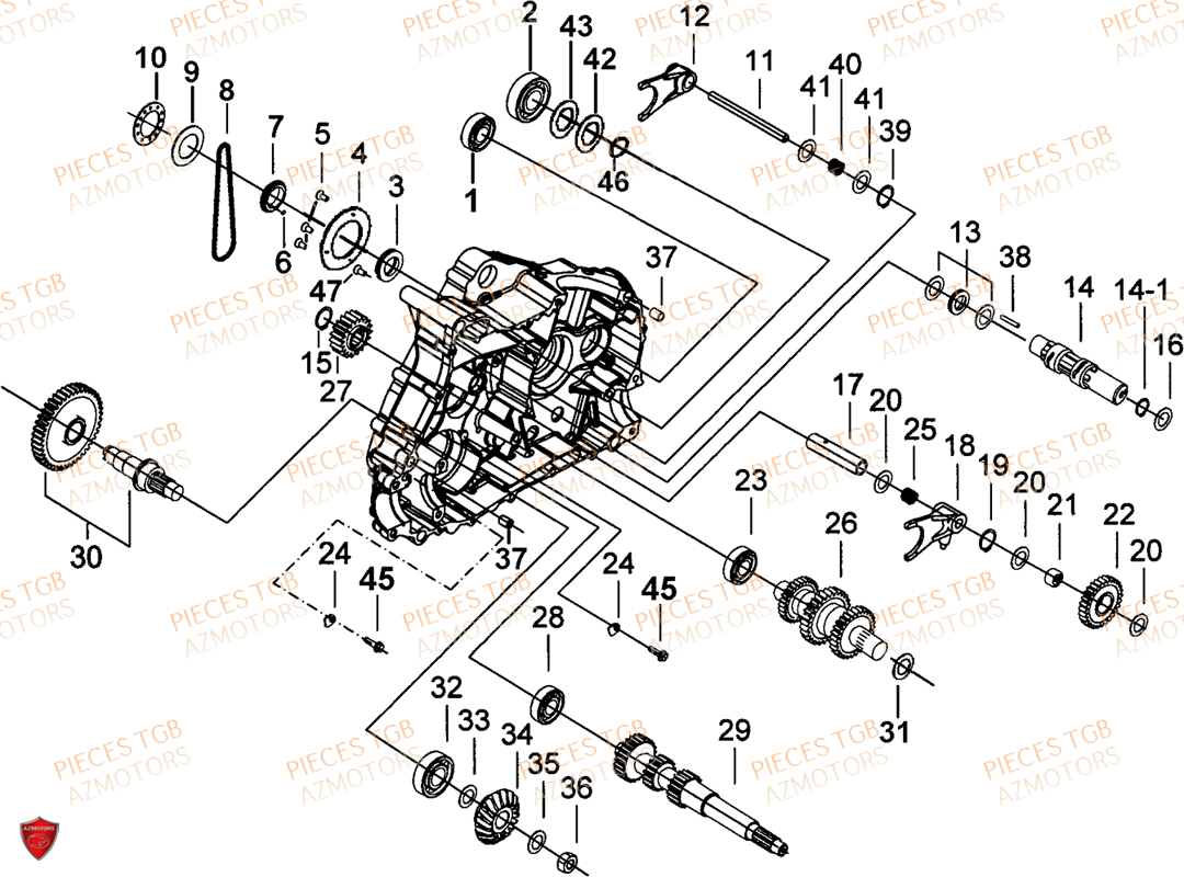 CARTER MOTEUR GAUCHE 2 AZMOTORS TGB BLADE 600 LT EPS