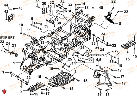Chassis (feux Avant Ronds) TGB Pieces TGB BLADE 600 LT EPS (No Serie RFCLTHTBA.. ET RFCLTHTBC.. Type: FTH-HDLE ET FTH-JDLE)