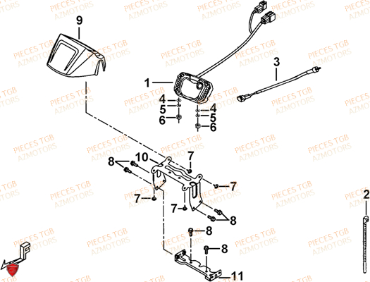 Compteur (feux Avant Ronds) AZMOTORS Pieces TGB BLADE 600 LT EPS (No Serie RFCLTHTBA.. ET RFCLTHTBC.. Type: FTH-HDLE ET FTH-JDLE)