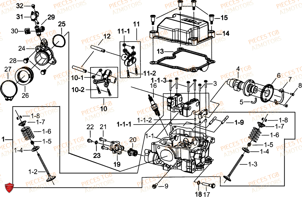 Culasse AZMOTORS Pieces TGB BLADE 600 LT EPS (No Serie RFCLTHTBA.. ET RFCLTHTBC.. Type: FTH-HDLE ET FTH-JDLE)