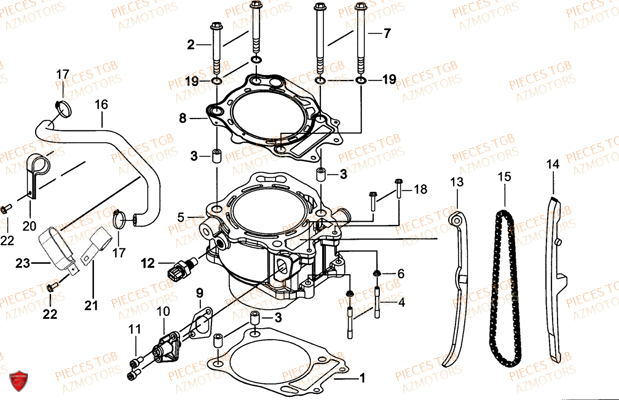 Cylindre AZMOTORS Pieces TGB BLADE 600 LT EPS (No Serie RFCLTHTBA.. ET RFCLTHTBC.. Type: FTH-HDLE ET FTH-JDLE)