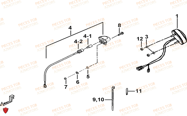 Eclairage Arriere AZMOTORS Pieces TGB BLADE 600 LT EPS (No Serie RFCLTHTBA.. ET RFCLTHTBC.. Type: FTH-HDLE ET FTH-JDLE)