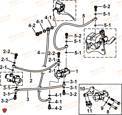 Frein Arriere (feux Avant Ronds) AZMOTORS Pieces TGB BLADE 600 LT EPS (No Serie RFCLTHTBA.. ET RFCLTHTBC.. Type: FTH-HDLE ET FTH-JDLE)