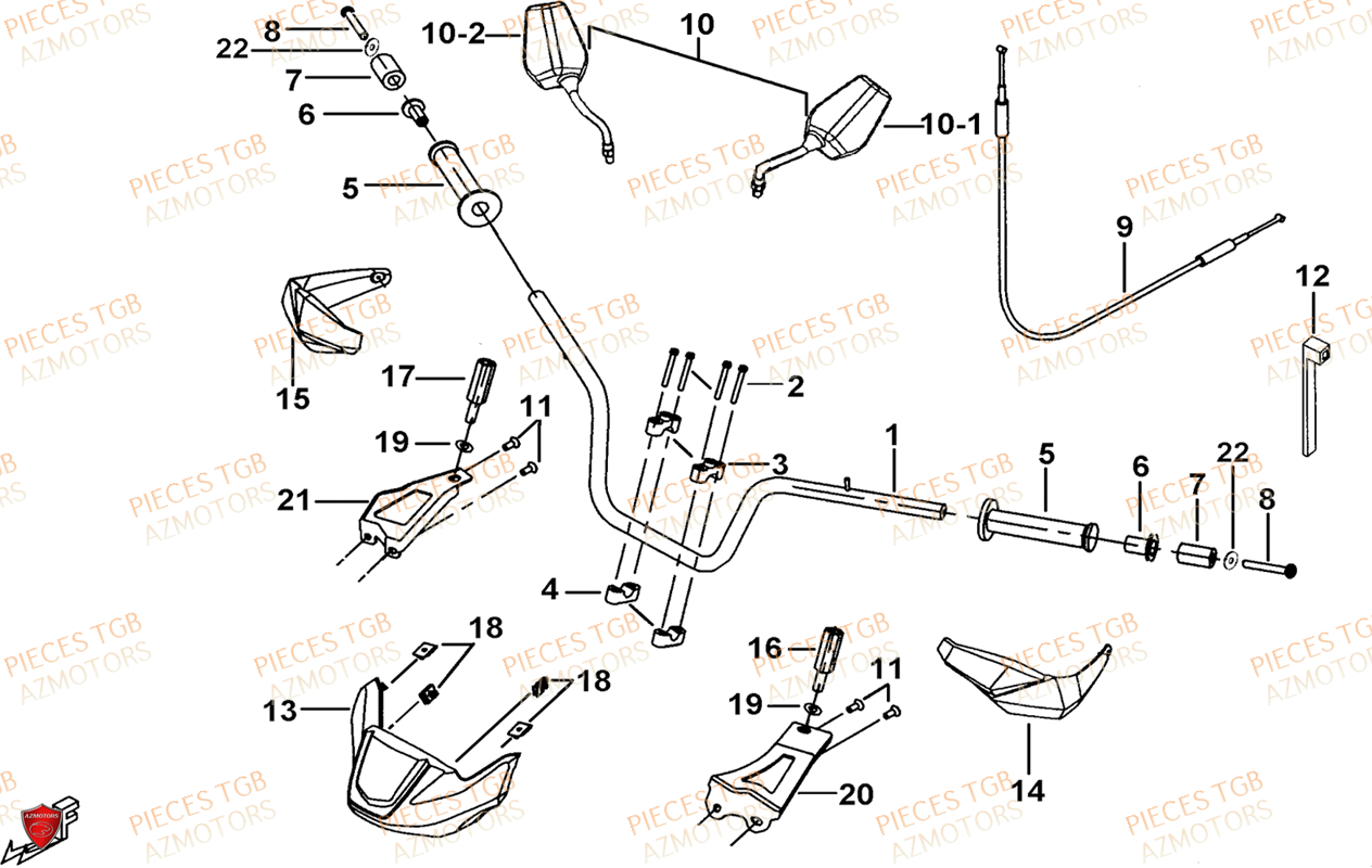 GUIDON (FACE AVANT A LED) AZMOTORS TGB BLADE 600 LT EPS