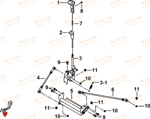 Levier De Vitesses AZMOTORS Pieces TGB BLADE 600 LT EPS (No Serie RFCLTHTBA.. ET RFCLTHTBC.. Type: FTH-HDLE ET FTH-JDLE)