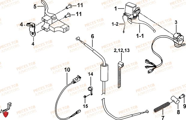 Maitre Cylindre (feux Avant Ronds) AZMOTORS Pieces TGB BLADE 600 LT EPS (No Serie RFCLTHTBA.. ET RFCLTHTBC.. Type: FTH-HDLE ET FTH-JDLE)