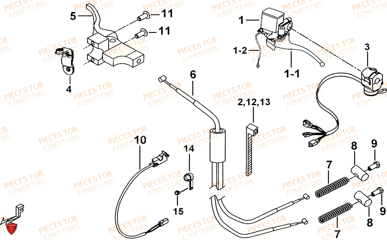 Maitre Cylindre (face Avant A Led) AZMOTORS Pieces TGB BLADE 600 LT EPS (No Serie RFCLTHTBA.. ET RFCLTHTBC.. Type: FTH-HDLE ET FTH-JDLE)