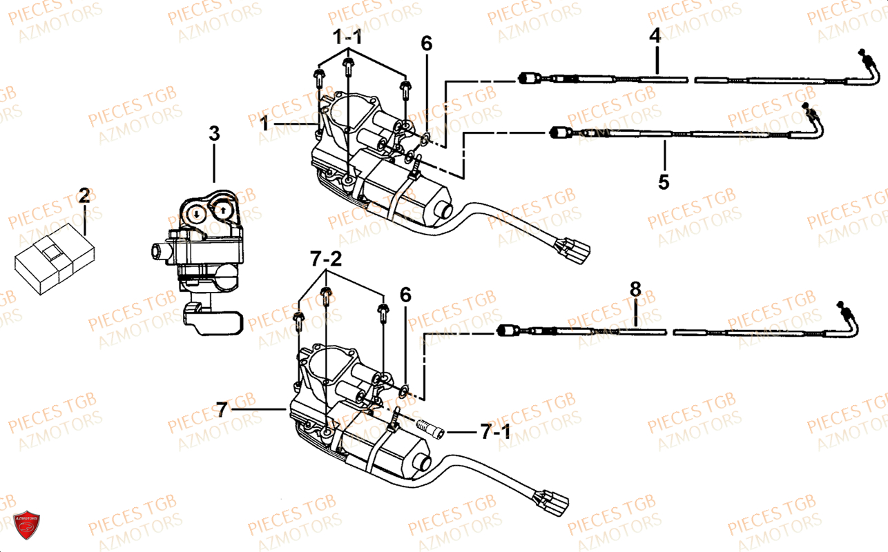 Moteur Differentiel (face Avant A Led) AZMOTORS Pieces TGB BLADE 600 LT EPS (No Serie RFCLTHTBA.. ET RFCLTHTBC.. Type: FTH-HDLE ET FTH-JDLE)