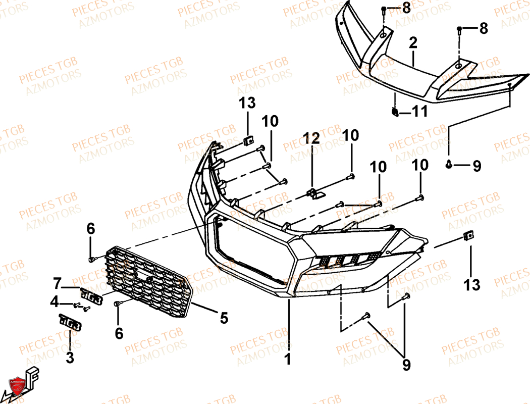 Pare Chocs (face Avant A Led) AZMOTORS Pieces TGB BLADE 600 LT EPS (No Serie RFCLTHTBA.. ET RFCLTHTBC.. Type: FTH-HDLE ET FTH-JDLE)