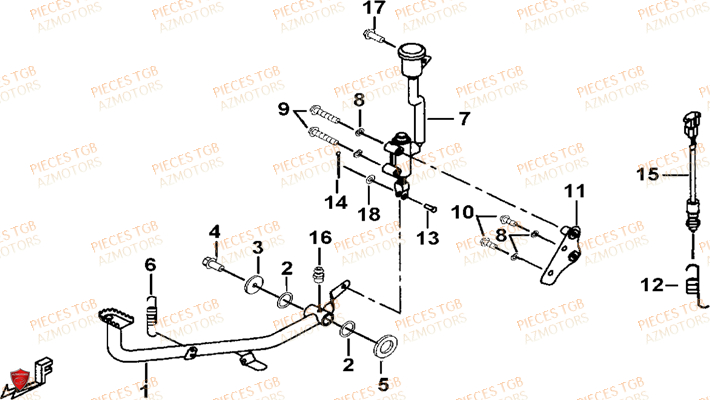 Pedale De Frein AZMOTORS Pieces TGB BLADE 600 LT EPS (No Serie RFCLTHTBA.. ET RFCLTHTBC.. Type: FTH-HDLE ET FTH-JDLE)