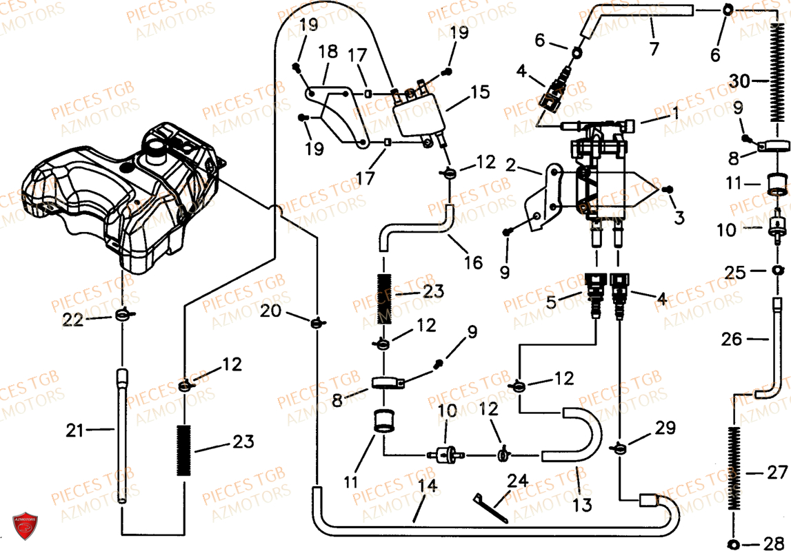 Pompe A Carburant A Partir Du No Serie 014510 AZMOTORS Pieces TGB BLADE 600 LT EPS (No Serie RFCLTHTBA.. ET RFCLTHTBC.. Type: FTH-HDLE ET FTH-JDLE)