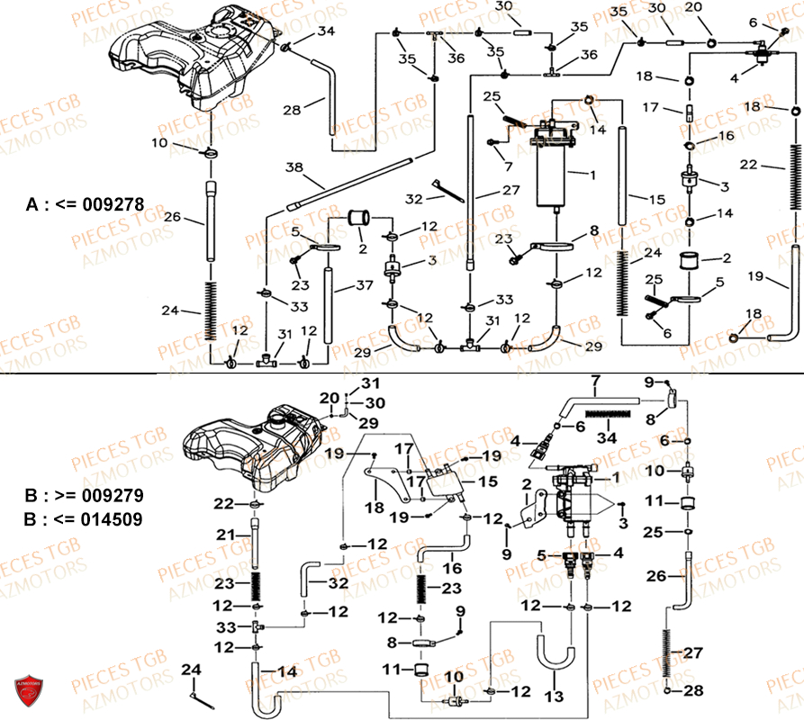 Pompe A Carburant Jusqu Au No Serie 014509 AZMOTORS Pieces TGB BLADE 600 LT EPS (No Serie RFCLTHTBA.. ET RFCLTHTBC.. Type: FTH-HDLE ET FTH-JDLE)