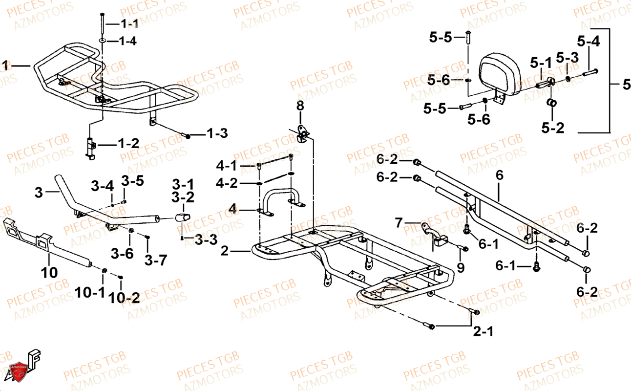 Porte Bagages Acier (face Avant A Led) AZMOTORS Pieces TGB BLADE 600 LT EPS (No Serie RFCLTHTBA.. ET RFCLTHTBC.. Type: FTH-HDLE ET FTH-JDLE)