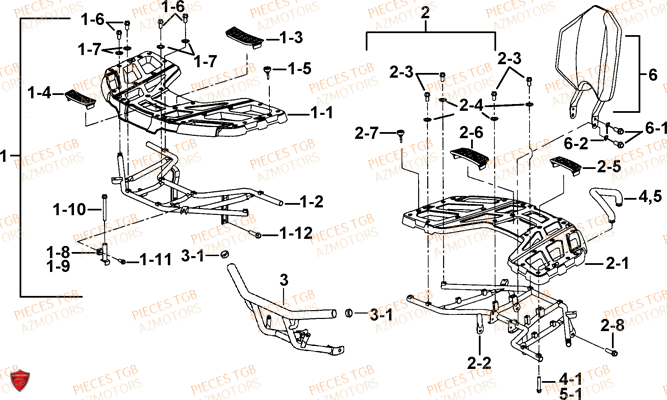 Porte Bagages Plastique (feux Avant Ronds) AZMOTORS Pieces TGB BLADE 600 LT EPS (No Serie RFCLTHTBA.. ET RFCLTHTBC.. Type: FTH-HDLE ET FTH-JDLE)